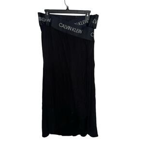 Calvin Klein Streetwear Wrap Skirt Black Spell Out Flowy Open Date Night Club L